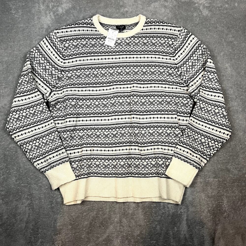 J Crew Sweater Mens XL Lambswool Blend Fair Isle Sweater Geometric NWT MSRP $118